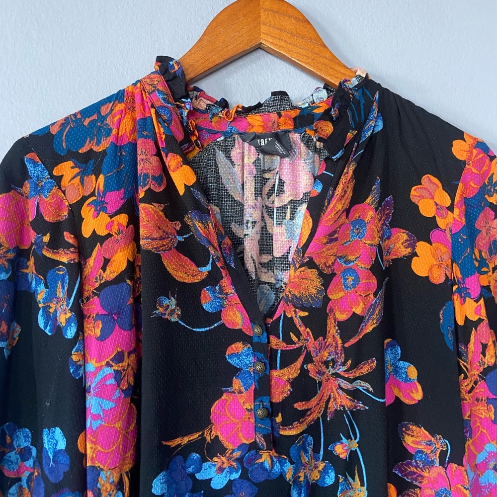 🛑SOLD Anthropologie Maeve Colette Pullover Peasant Blouse in Black Floral XS - Picture 5 of 9